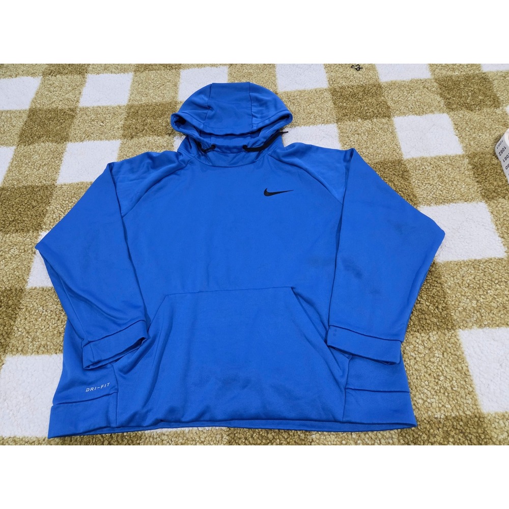 Nike Dri-FIT Mens XXL Royal Blue Training Hoodie Pullover Fleece Sweatshirt